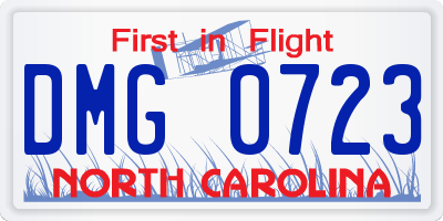 NC license plate DMG0723