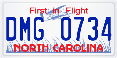 NC license plate DMG0734