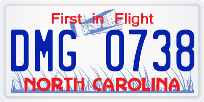 NC license plate DMG0738