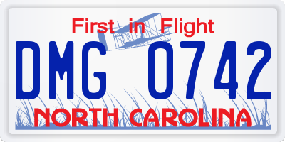 NC license plate DMG0742