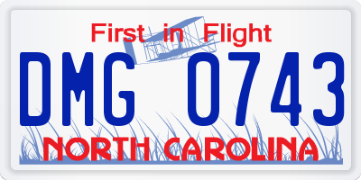 NC license plate DMG0743