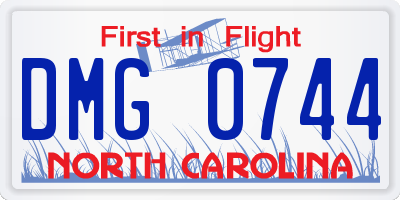 NC license plate DMG0744