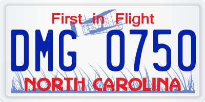 NC license plate DMG0750