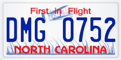 NC license plate DMG0752