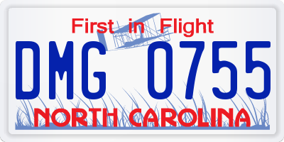NC license plate DMG0755