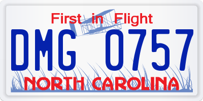 NC license plate DMG0757