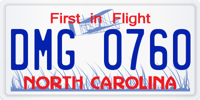 NC license plate DMG0760