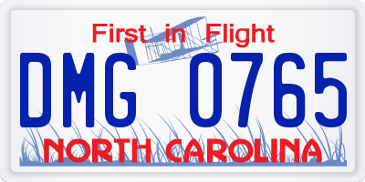 NC license plate DMG0765