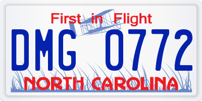 NC license plate DMG0772