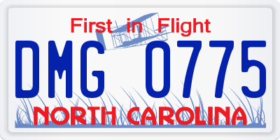 NC license plate DMG0775