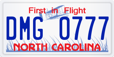 NC license plate DMG0777