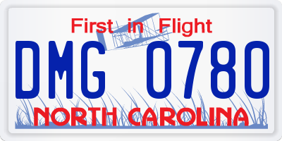 NC license plate DMG0780