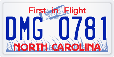 NC license plate DMG0781