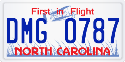 NC license plate DMG0787