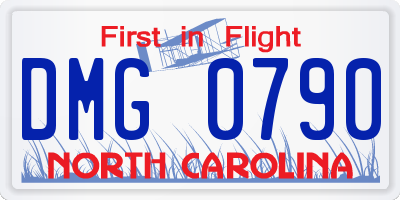 NC license plate DMG0790