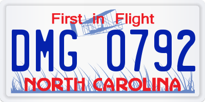 NC license plate DMG0792