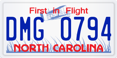 NC license plate DMG0794