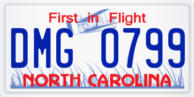 NC license plate DMG0799