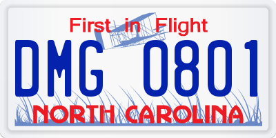 NC license plate DMG0801