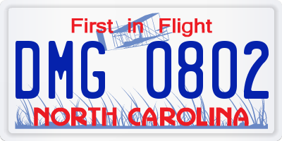 NC license plate DMG0802