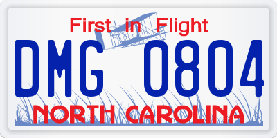 NC license plate DMG0804