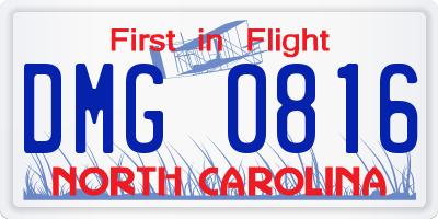 NC license plate DMG0816