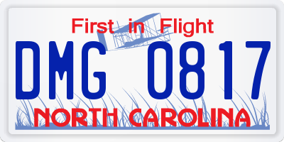 NC license plate DMG0817