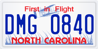 NC license plate DMG0840