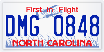 NC license plate DMG0848