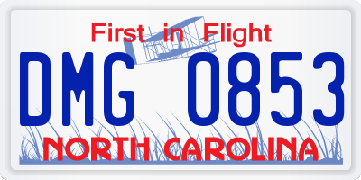 NC license plate DMG0853