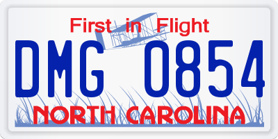 NC license plate DMG0854