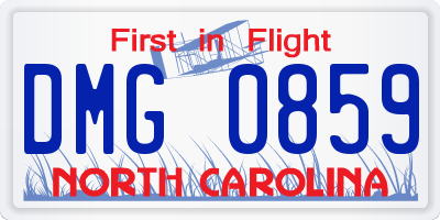 NC license plate DMG0859