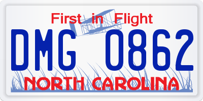 NC license plate DMG0862
