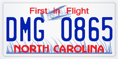 NC license plate DMG0865