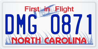 NC license plate DMG0871