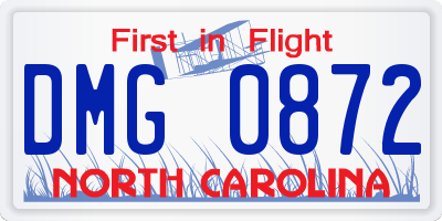 NC license plate DMG0872