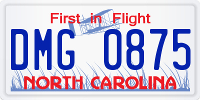NC license plate DMG0875