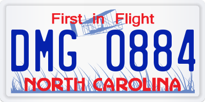 NC license plate DMG0884