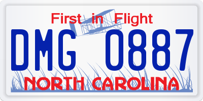 NC license plate DMG0887