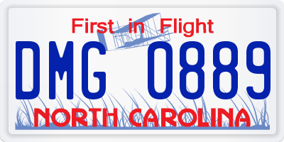 NC license plate DMG0889