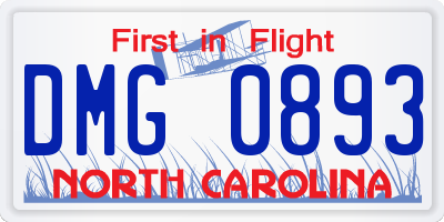 NC license plate DMG0893