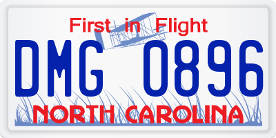NC license plate DMG0896