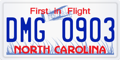 NC license plate DMG0903