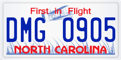 NC license plate DMG0905