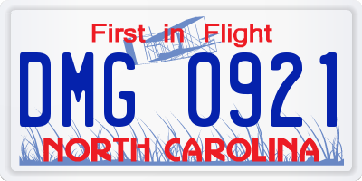 NC license plate DMG0921