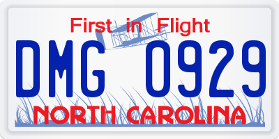 NC license plate DMG0929