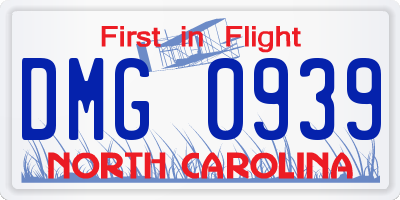 NC license plate DMG0939