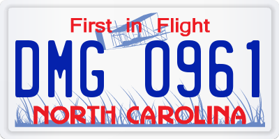 NC license plate DMG0961