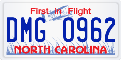 NC license plate DMG0962