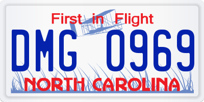NC license plate DMG0969